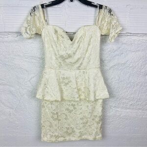 ASOS Off Shoulder full Lace sweetheart neck sexy mini Dress with Peplum size 6